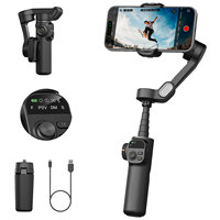 AOCHUAN Smart Gimbal Stabilizer X2 With built-in extension pole and LED display For iPhone and Android Smartphone Gimbal Black