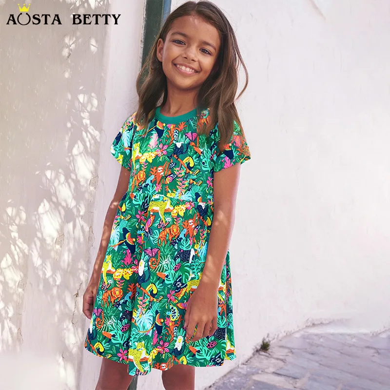 New Summer Dress for Girls, Short-Sleeved Knitted Cotton Cute Children's Princess Dress, Wholesale Available