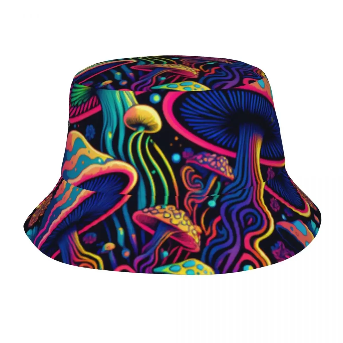 

Psychedelic Mushroomsprin Bucket Hat Fisherman Foldable Women Men Sunscreen Shade Cap