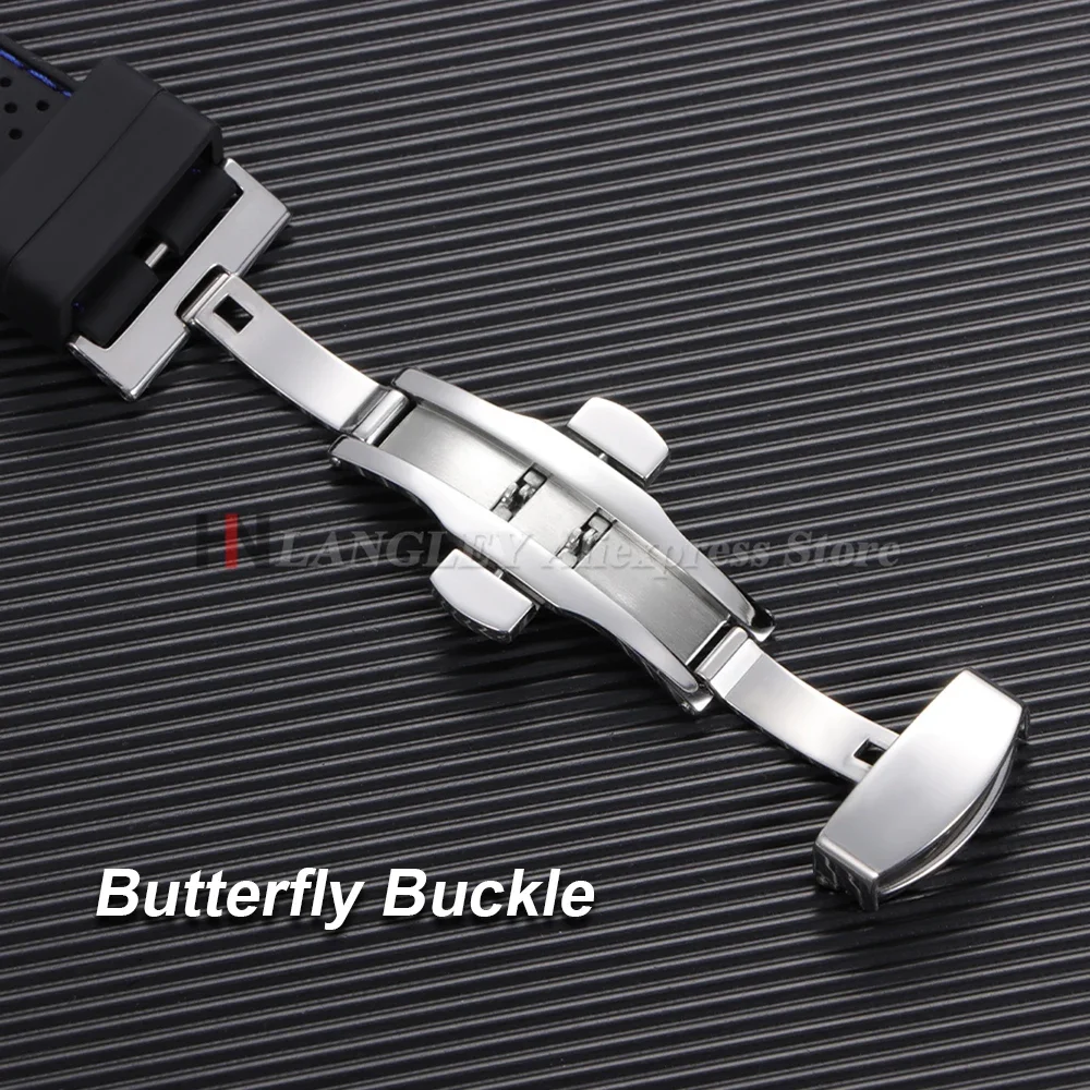 Cinturino per orologio in silicone premium 20mm 22mm Fibbia a farfalla Cinturino in gomma morbida impermeabile Cinturino traspirante Cinturini universali di ricambio