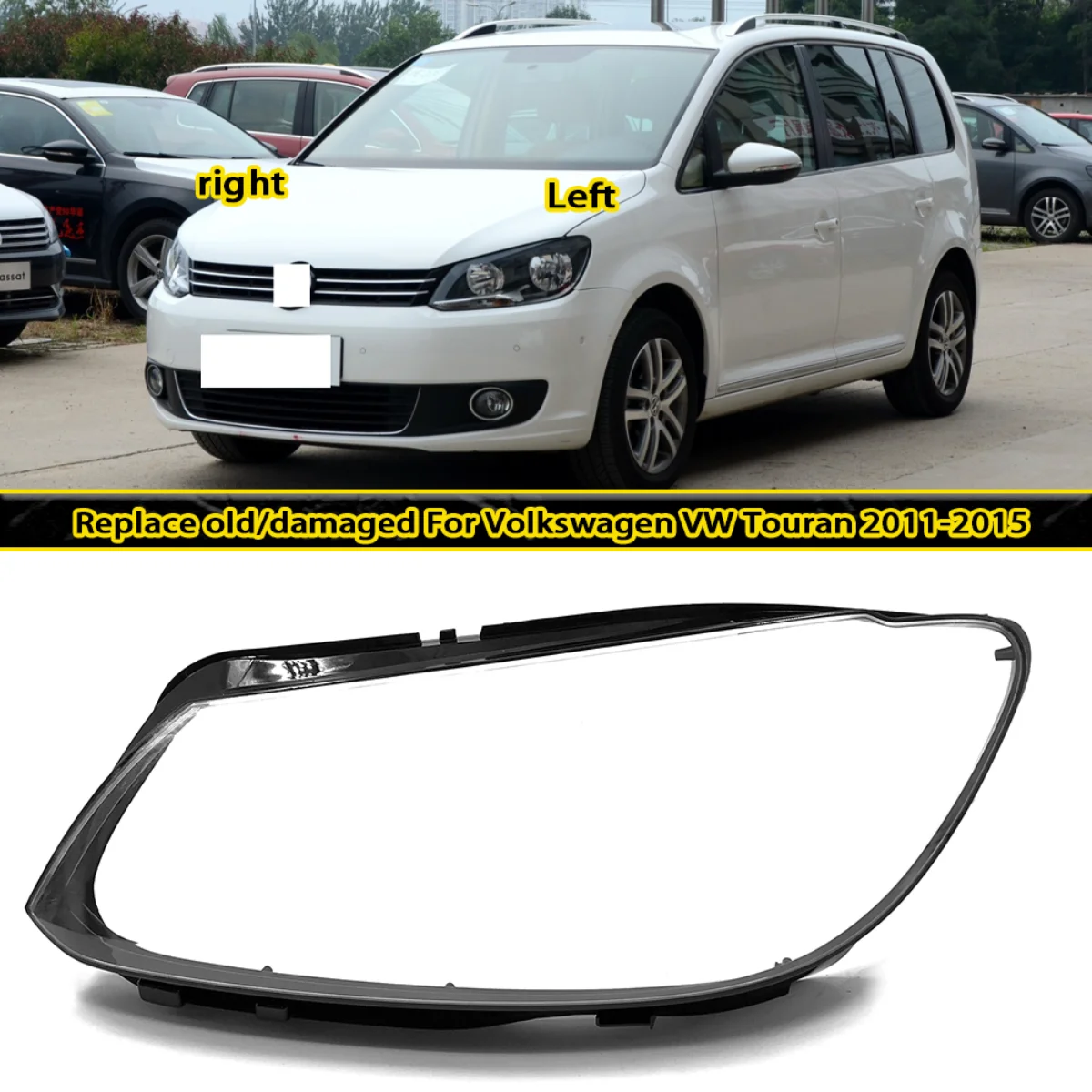 

Headlamp Cover Transparent Mask For Volkswagen VW Touran 2011-2015 Headlight Shell Lens Plexiglass Replace Original Lampshade