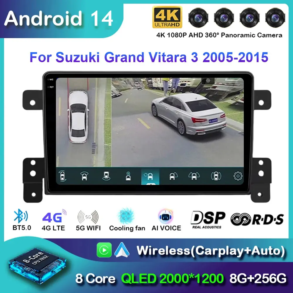 

Автомобильный радиоприемник Android 14, для Suzuki Grand Vitara 3 2005-2015, беспроводной CarPlay, автомультимедийный плеер, GPS, 4G, Wi-Fi, авторадио, 2 Din