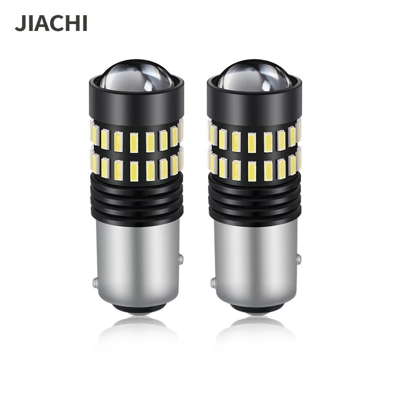 JIACHI 100PCS P21/5W BAY15D BAZ15D 1157 Led Bulbs 4014Chip 48SMD 1156 BA15S Lamp Brake Tail Stop Light DC12-24V White Yellow Red