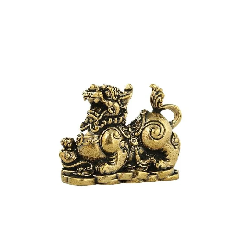 Pure Brass Ingot Lion Vintage Old Objects Office Desk Surface Panel Tea Ornaments Crafts Brass Ornaments Home Decoration