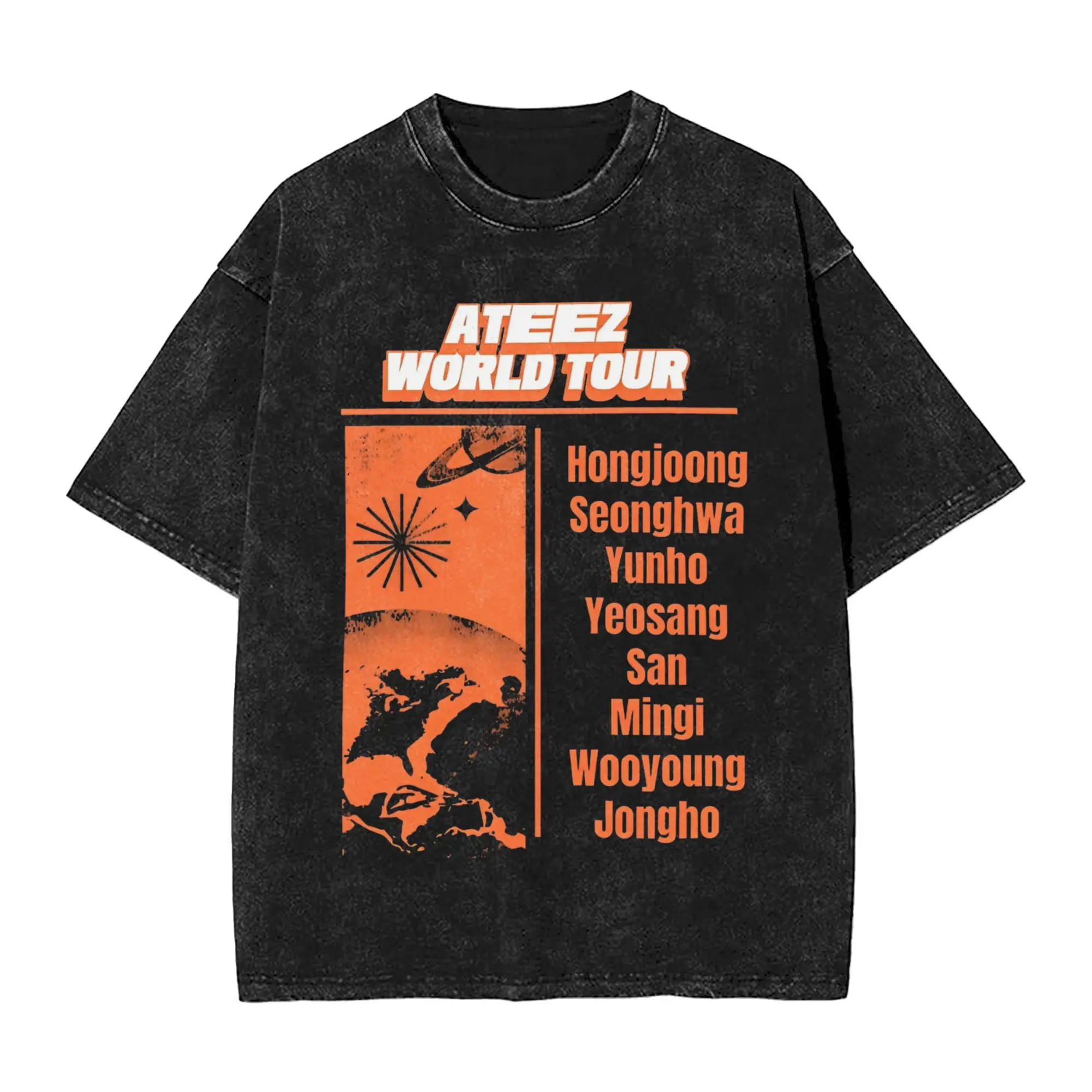 

Men ATEEZ Periodic Table T-Shirts Tops Summer Vintage Short Sleeve T-Shirt Crewneck Popular Casual Tee Shirt Cheap
