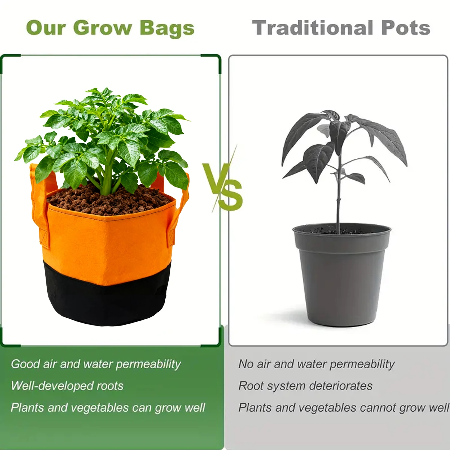 أوعية زراعة هوائية سعة 5/7 جالون، قماش ممتاز غير منسوج بمقابض معززة، مزارعات متعددة الأغراض لزراعة الخضروات #4