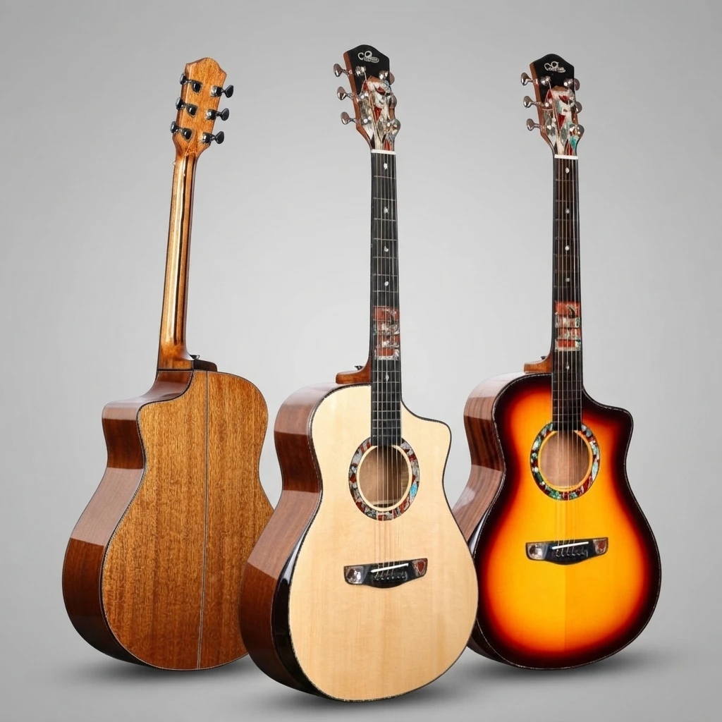 Cutaway Spruce Top Acoustic Folk Guitar, Colorful Rosette Inlay 41‑Inch Wood Guitar For Professional Practice Performance