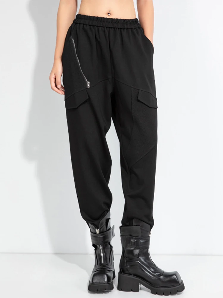 Amax LuluE 2025 otoño moda europea mujeres suelta ocio Vintage Harem pantalones señoras clásico sólido Punk pantalones de cintura elástica