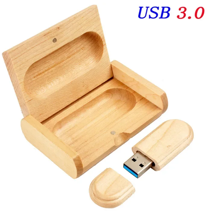 JASTER USB 3.0 hoge snelheid houten USB-stick Esdoornhout+doosje pendrive 4GB 16GB 32GB 64GB geheugenstick cadeau gratis aangepast logo