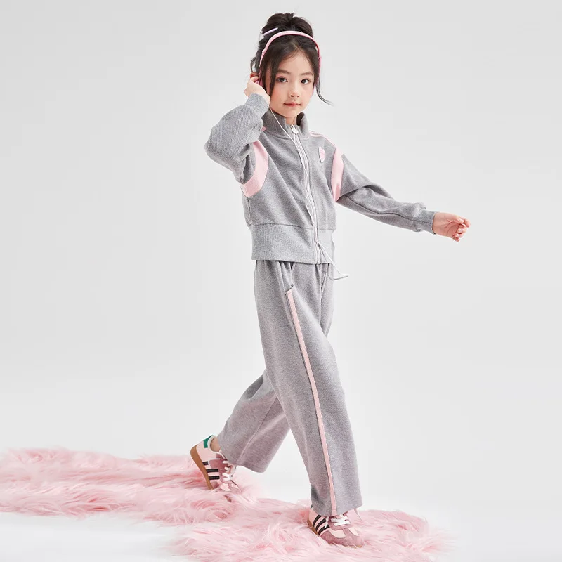 

Комплекты одежды для девочек-подростков, весна-осень, модная куртка на молнии и штаны, костюм принцессы из 2 предметов, детская одежда