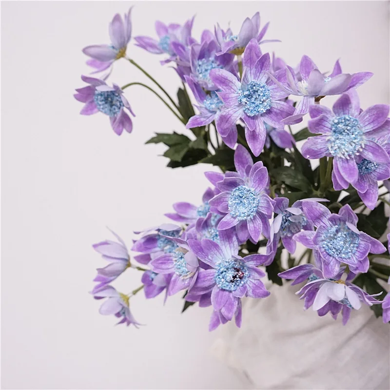 2 Pack Dandelion Artificial Flowers Real Touch Flower Violet Wedding Decor Backdrop Flower Arrangement Party Photography Prop