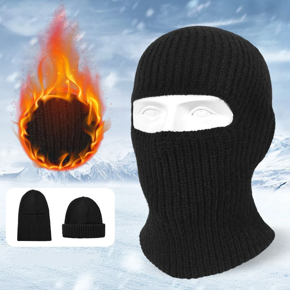 

Autumn Winter Warm Knit Hat Ski Mask Beanies Cap Outdoor Sports Cycling Skiing Full Face Mask Scarf Women Man Keep Warm Hat Hood