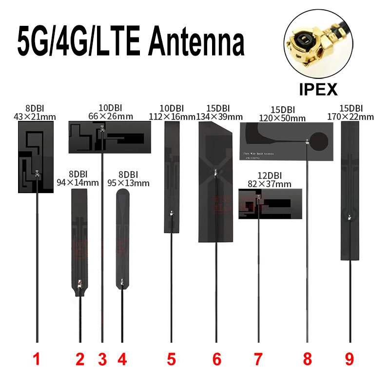 

2pcs IPEX 5G FPC Antenna 4G 3G GSM Internal High gain Full band 600-6000Mhz IPX UFL For 5G Module LTE EC25 EP06 ME909S-120