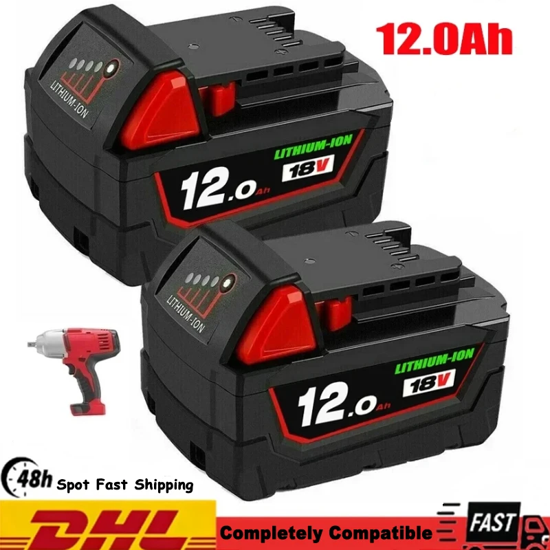 For Milwaukee 48-11-1852 M18 LITHIUM XC 12Ah Extended Capacity Battery for Milwaukee 48-11-1850 48-11-1840 Cordless Power Tools