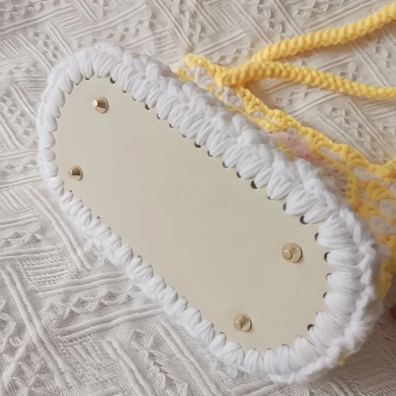 1 Stück Runder Ovaler Boden für Gestrickte Taschen PU-Leder Taschenboden mit Loch für Handwerk DIY Häkeltaschen-Zubehör Universeller Bodenbogen – Detail 5