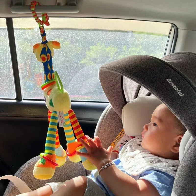 Baby Developmental Toys Soft Giraffe Rattle Stroller Mobile Hanging Bell Infant Sensory Plush Gift Infant Bed Plush Animal Toy