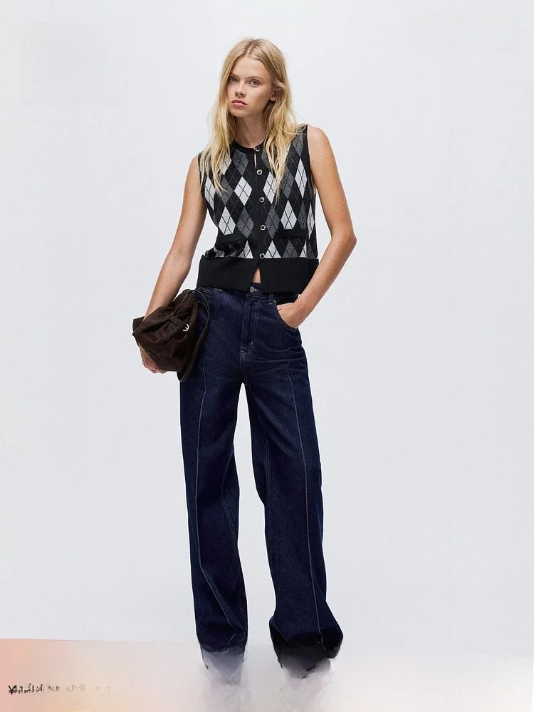 

Весенний женский вязаный жилет H&M из смесовой шерсти, повседневный крой, на пуговицах, с ромбовидным узором, 63% акрил, 30% шерсть, 5% полиэстер, 5% нейлон, 5% вискоза