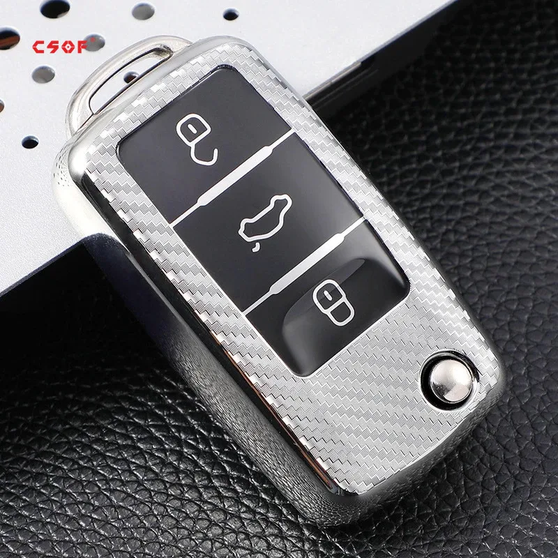 

Tpu Carbon Filber Car Key Case Cover for VW Volkswagen Polo Tiguan Passat B5 B6 B7 Golf 4 5 6 MK6 Jetta Lavida for Skoda Octavia