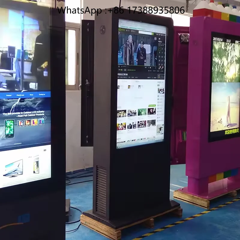 Custom LCD Display Stand Floor Outdoor Advertising Display Player Kiosk Outside Waterproof Advertising Display Player