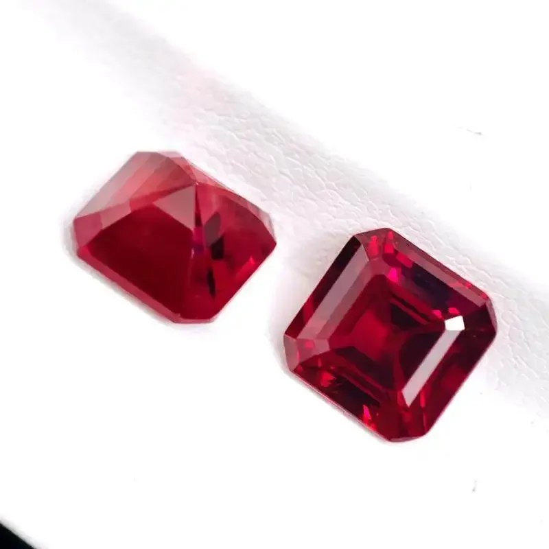 Small Size Lab Grown Ruby Pigeon Blood Red Color Asscher Shape Charms Gemstone for DIY Jewelry Making Materials No Certificate