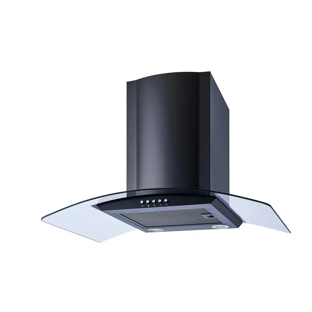 30 Polegadas Coifa de Parede Conversível Preta com Filtros de Malha, Filtros de Carvão e Controle por Botão, Personalizada