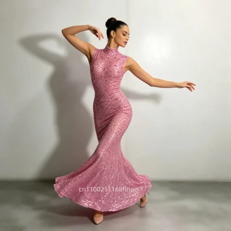 Modern Dance Costumes, Performance Costumes, Nightclubs, Bars, Women's Full Diamond Dress, White Shell Slim Fit, Hip Hugging