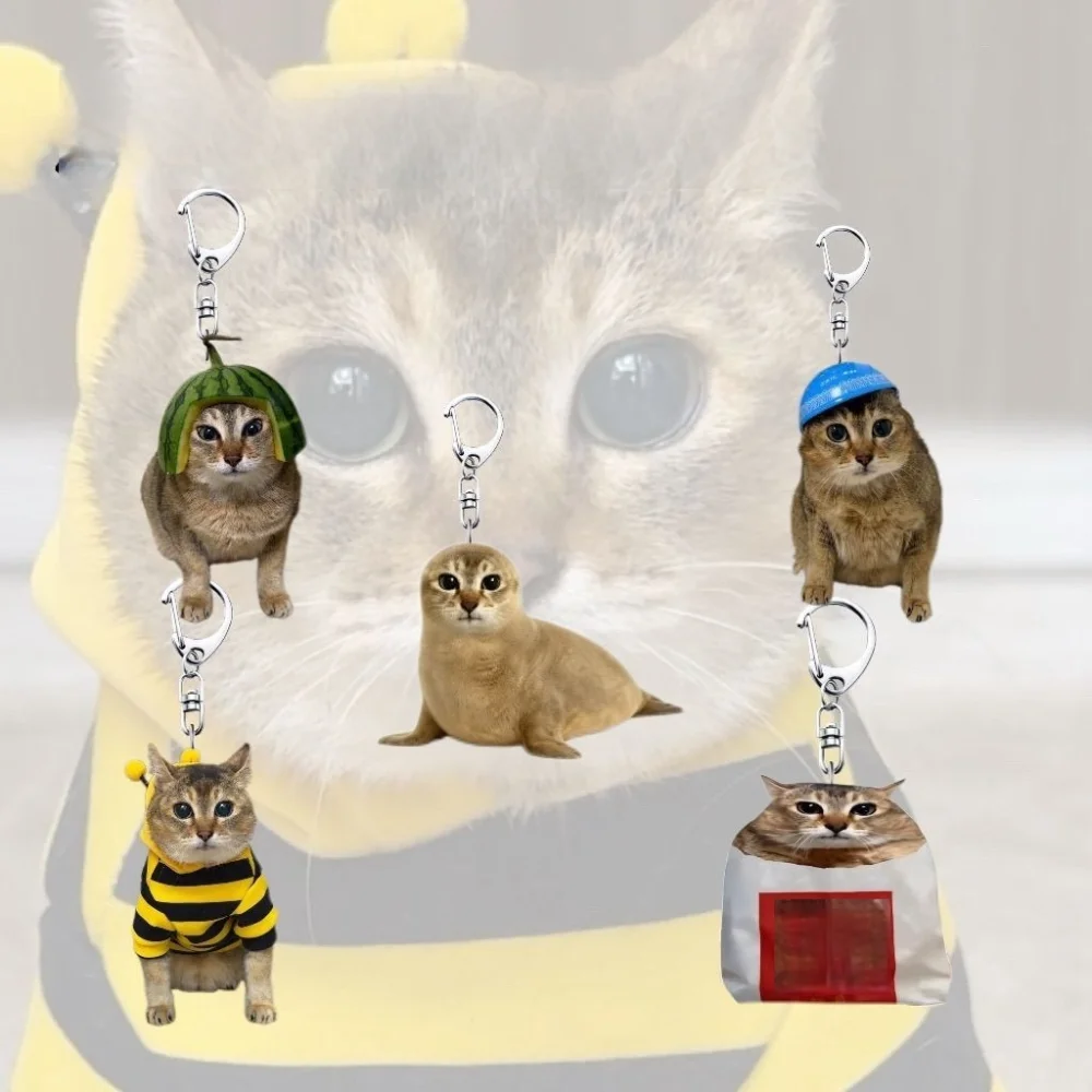Interesting Cat Keychain, Cute Abstract Seal Shape, High Aesthetic Value, Eyebrow Sister, Little Cat, Backpack Pendant, Gift