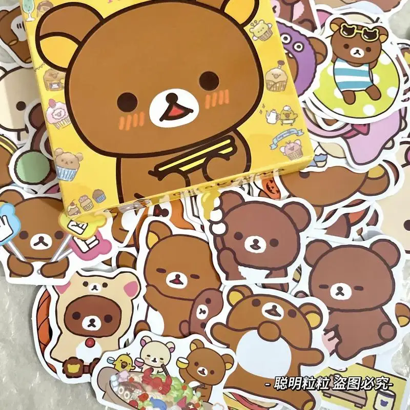 60 Sheets Kawaii Cute Rilakkuma Stickers Scrapbook Diy Materials Water Cup Phone Cases Decorative Stickers Kid Toy Gift For Girl