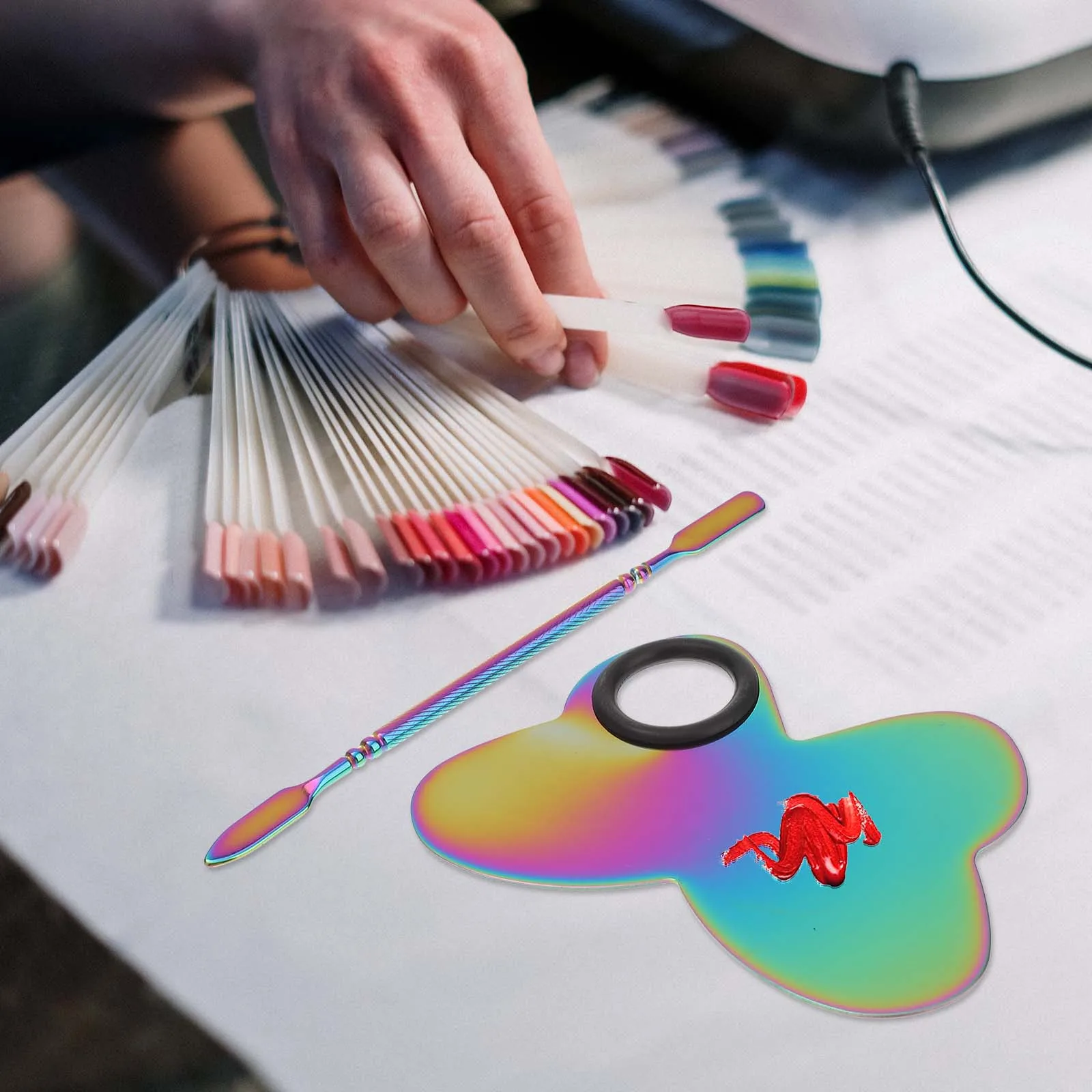 

Butterfly Shape Nail Art Makeup Mixing Palette Colorful Empty Spatula Tray Manicure Tool Kit Accessories Durable High