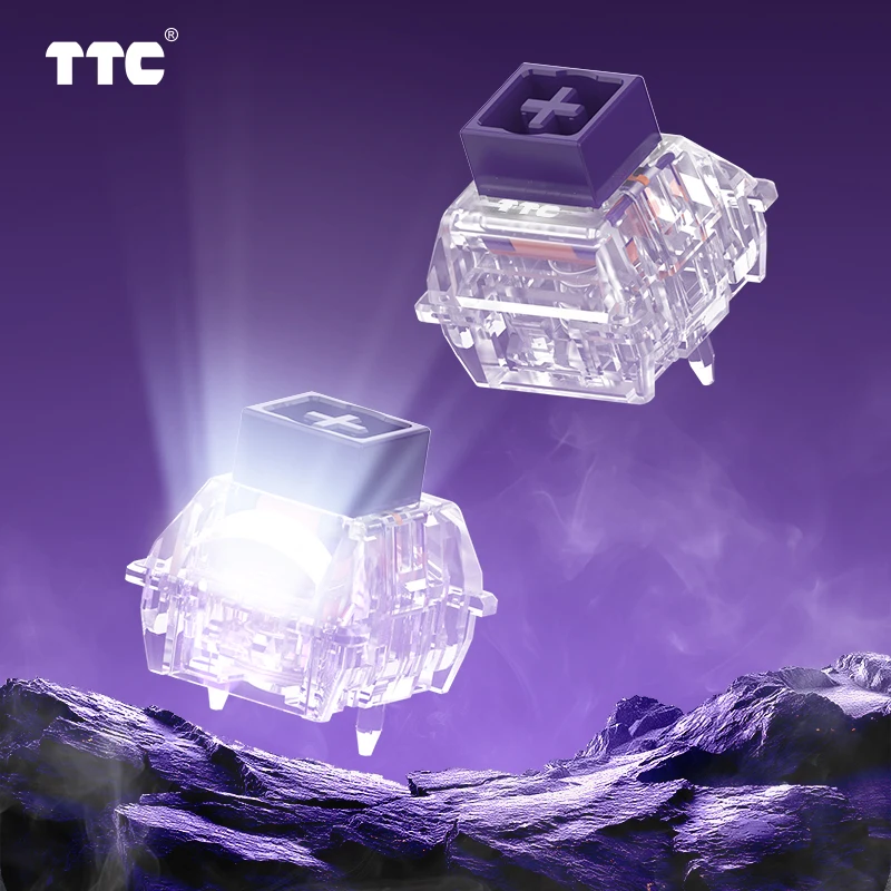 Interruttore magnetico a cuore viola TTC RGB, interruttore per tastiera ad alta velocità elastico morbido pre-lubrificato in fabbrica lineare