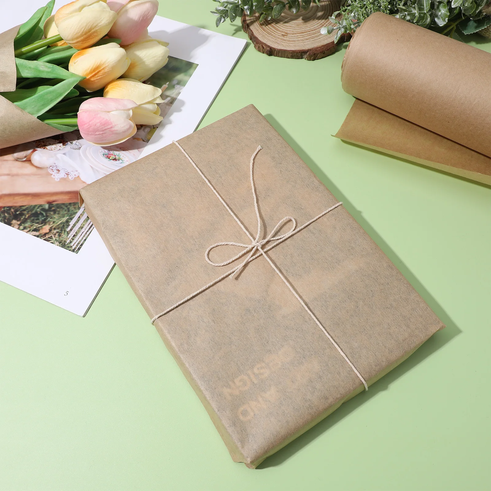 

1 Roll Brown Kraft Roll Large Size Seamless Tear-Resistant Wrapping Paper For Flower Packaging Craft Decorative Paper Packing