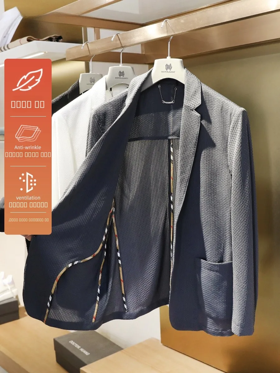 

Мужской модный деловой костюм весна 2023: легкий, дышащий, цветной, повседневный, свободного кроя, длинный рукав, от Doctor.Huang.