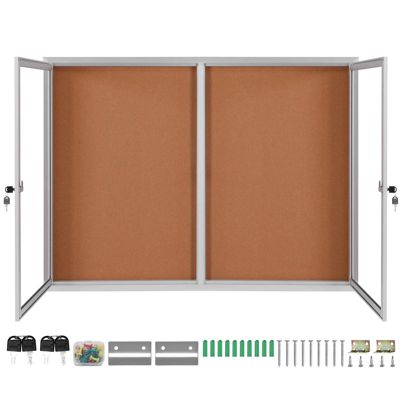 

Влагостойкая пробковая доска для объявлений в алюминиевой раме с запирающейся стеклянной дверцей для офиса, класса, коммерческого использования