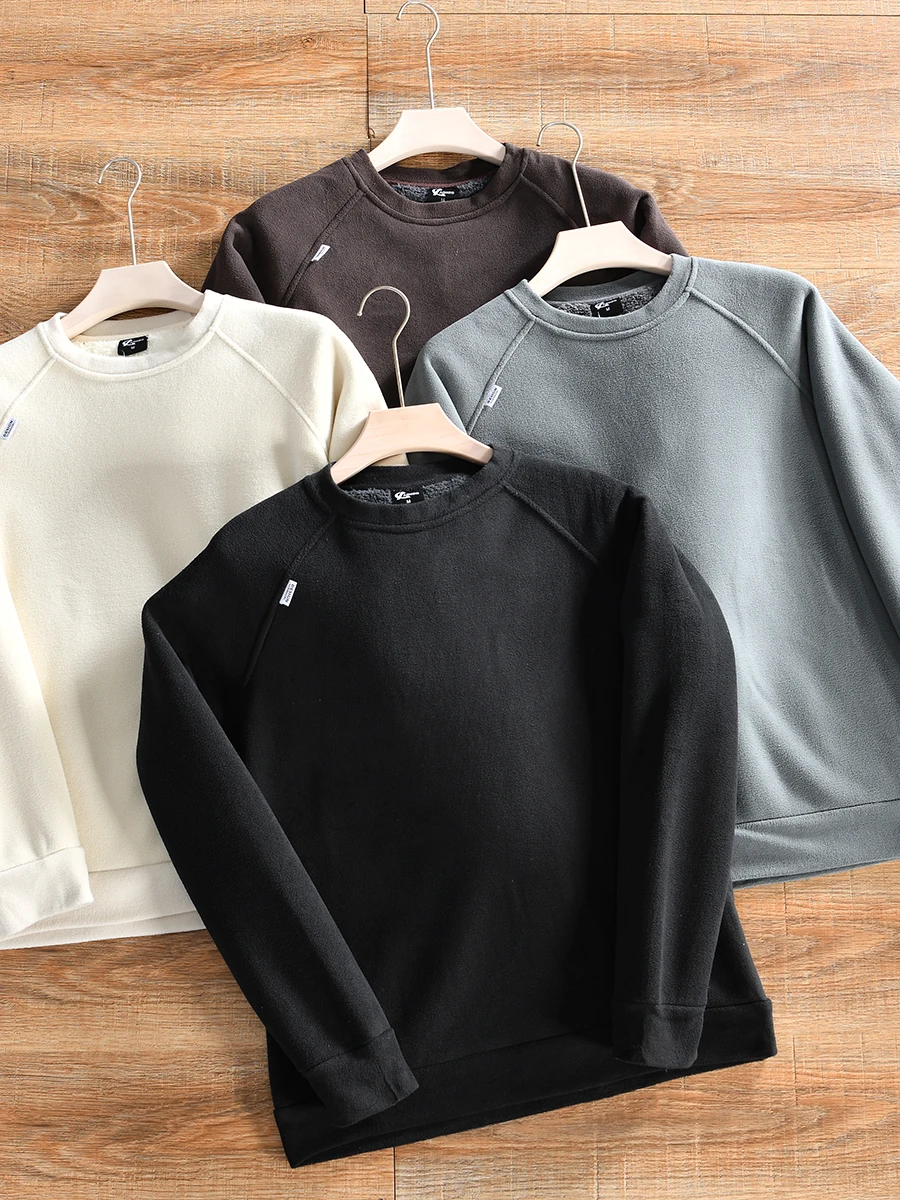 

Double-Sided Fleece Thickened Hoodie Sweatshirt for Men Casual round Neck Pullover Warm Autumn Winter Clothing Youth Fashion