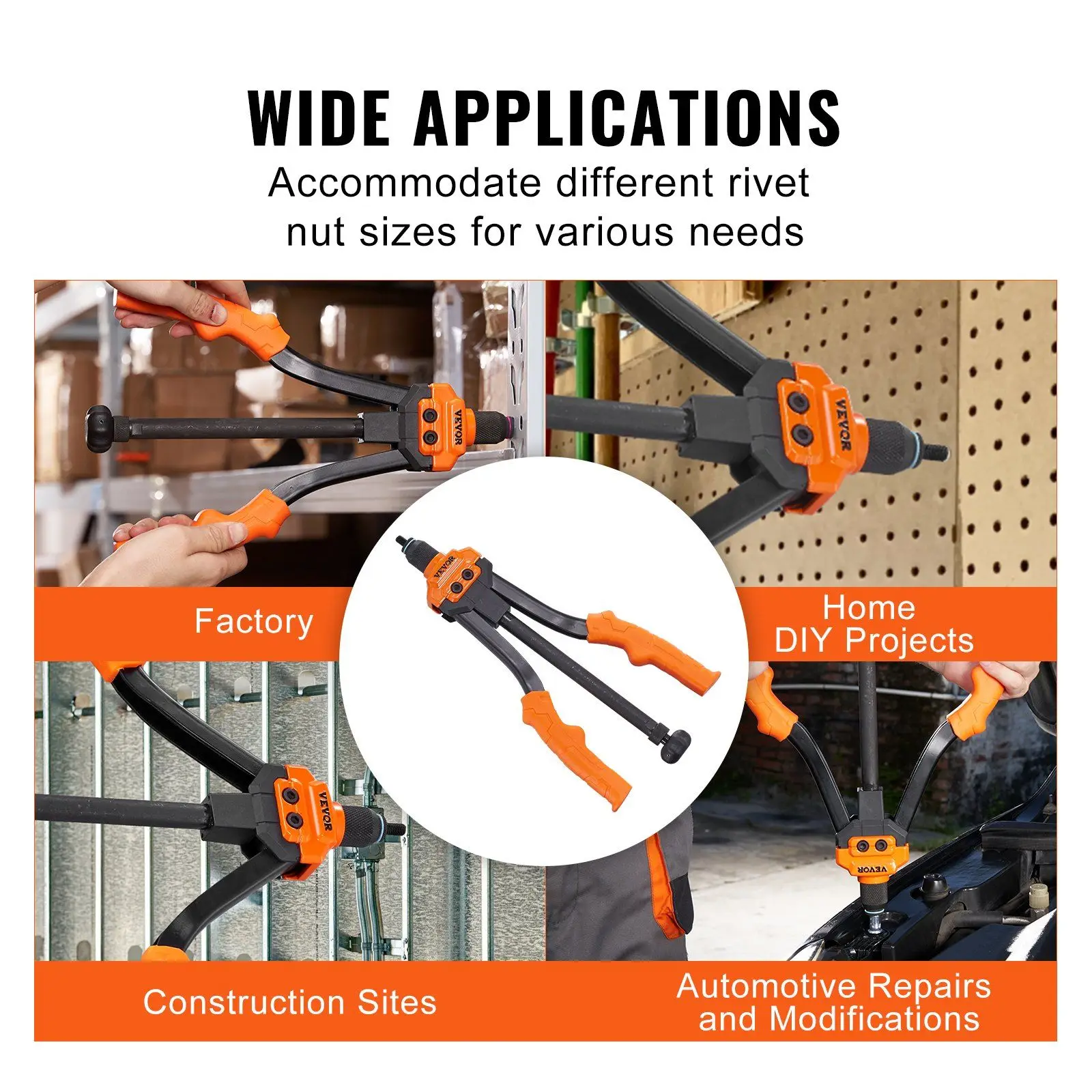 14-дюймовый сверхмощный набор инструментов для заклепок включает в себя 7 оправок, 70 шт. заклепок M6 M8 M10 10-24 1/4-20 5/16-18 3/8-16 в портативном футляре
