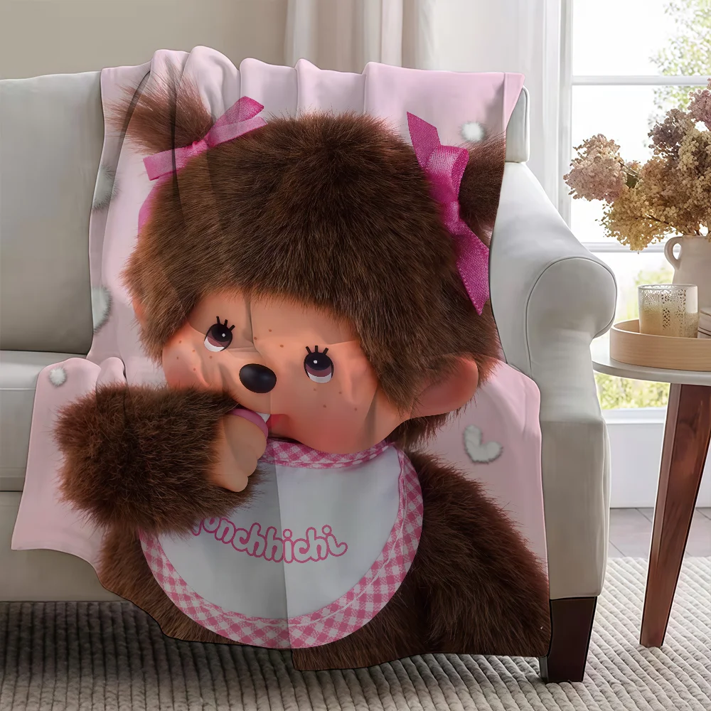 M-MonchhichiS-ES Cartoon Cute Blanket Soft Warm Furry Throw Super Kids Toys Bed Sofa Car Cradle