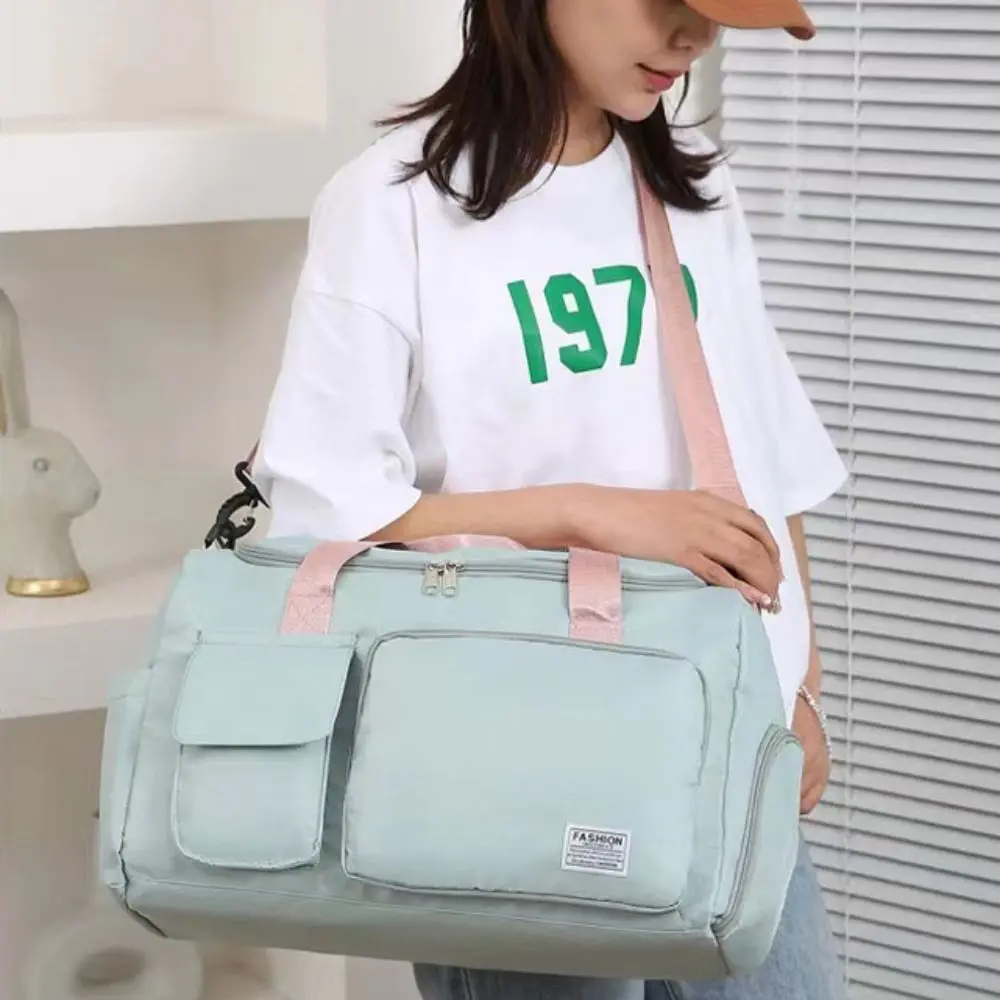 

Large Capacity Carry on Travel Bag Wet Dry Separation Two-Way Zipper Sports Shoulder Bags Waterproof Shoe Compartment