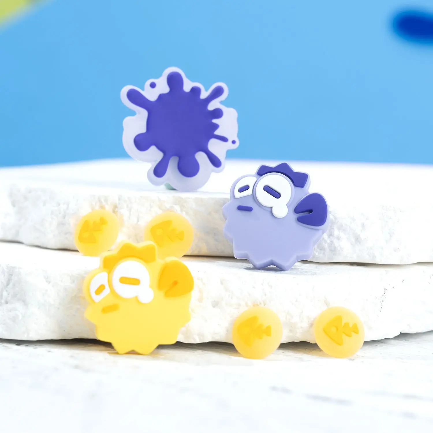 Cute Squid Silicone Soft D-pad Cross Button ABXY Key Sticker Skin Case For Switch Oled NS Joy-con Thumb Stick Grip Cap Cover