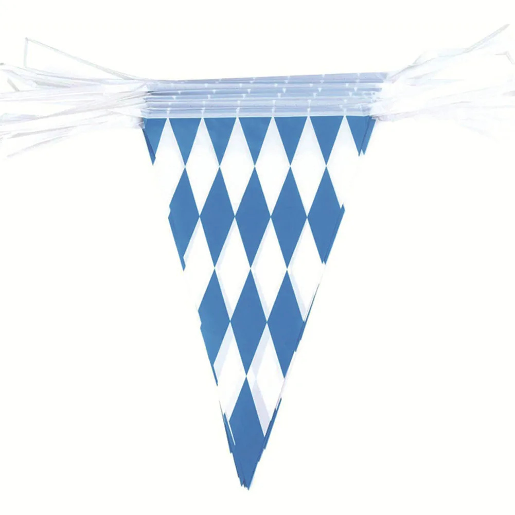 10M Bavarian Banner Oktoberfest Bavarian Blue White Lattice Plastic Banners Flag Pennant For Bar Beer Party Decorations