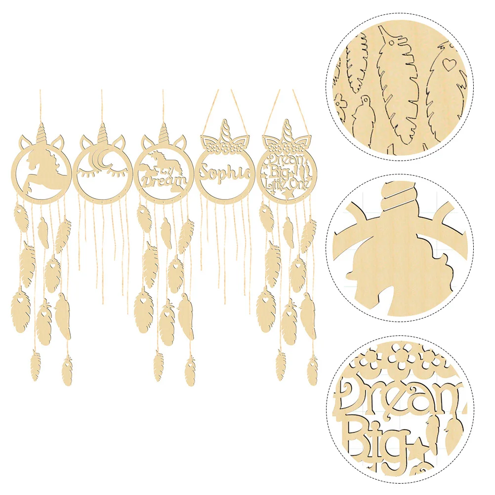 5 مجموعات من مواد صائد الأحلام DIY المعلقات المدمجة المحمولة يونيكورن لتزيين جدران غرفة النوم زخرفة يدوية