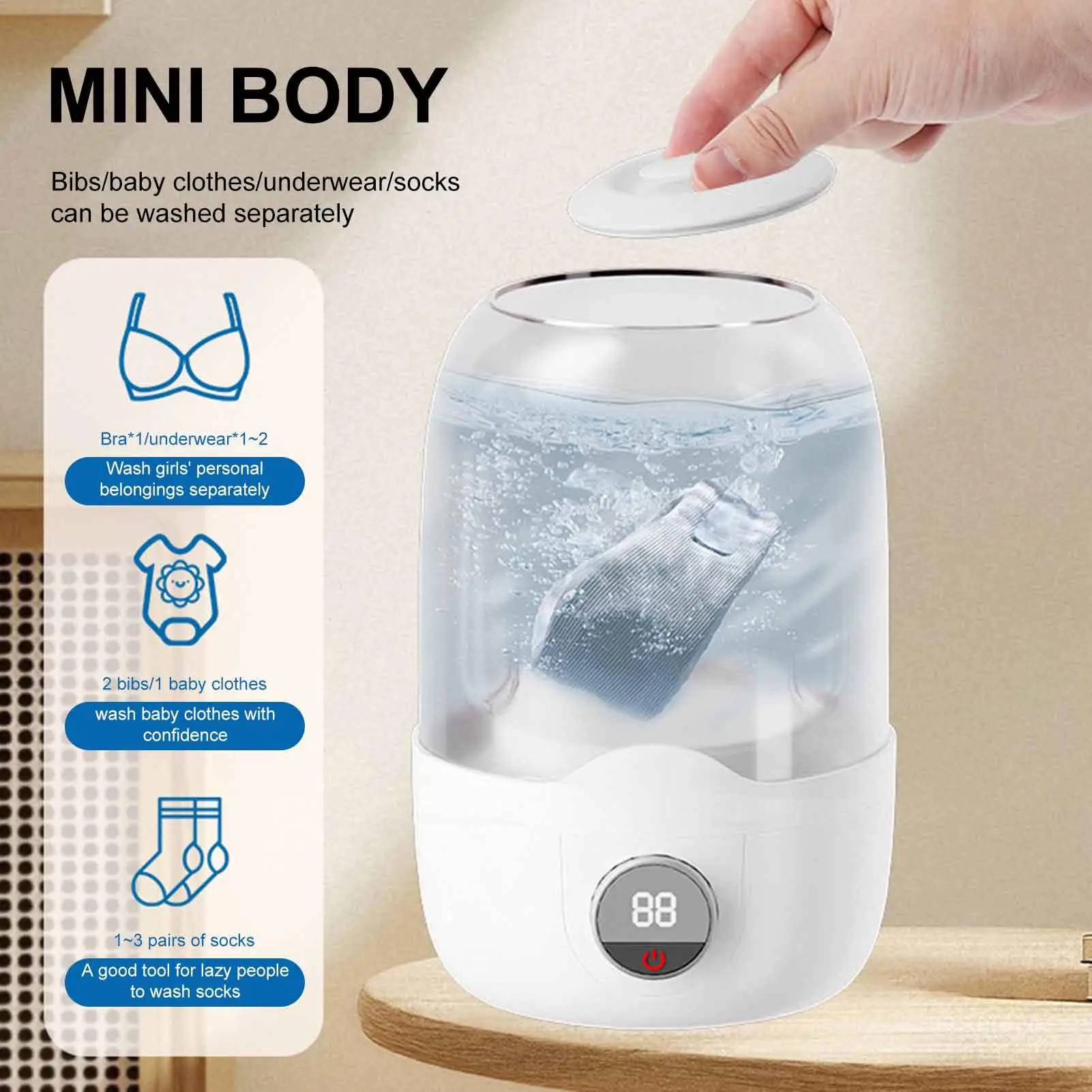 

Портативная мини-стиральная машина, компактная стиральная машина для общежития, путешествий, кемпинга, отеля, квартиры, легкая чистка одежды