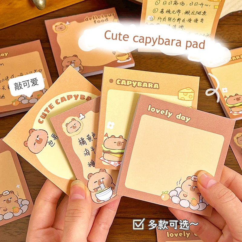 Imagem -05 - Capivara Não Pegajoso Notepad Papelaria Kawaii Memo Pad Scratch Paper Acessórios de Escritório Pacotes