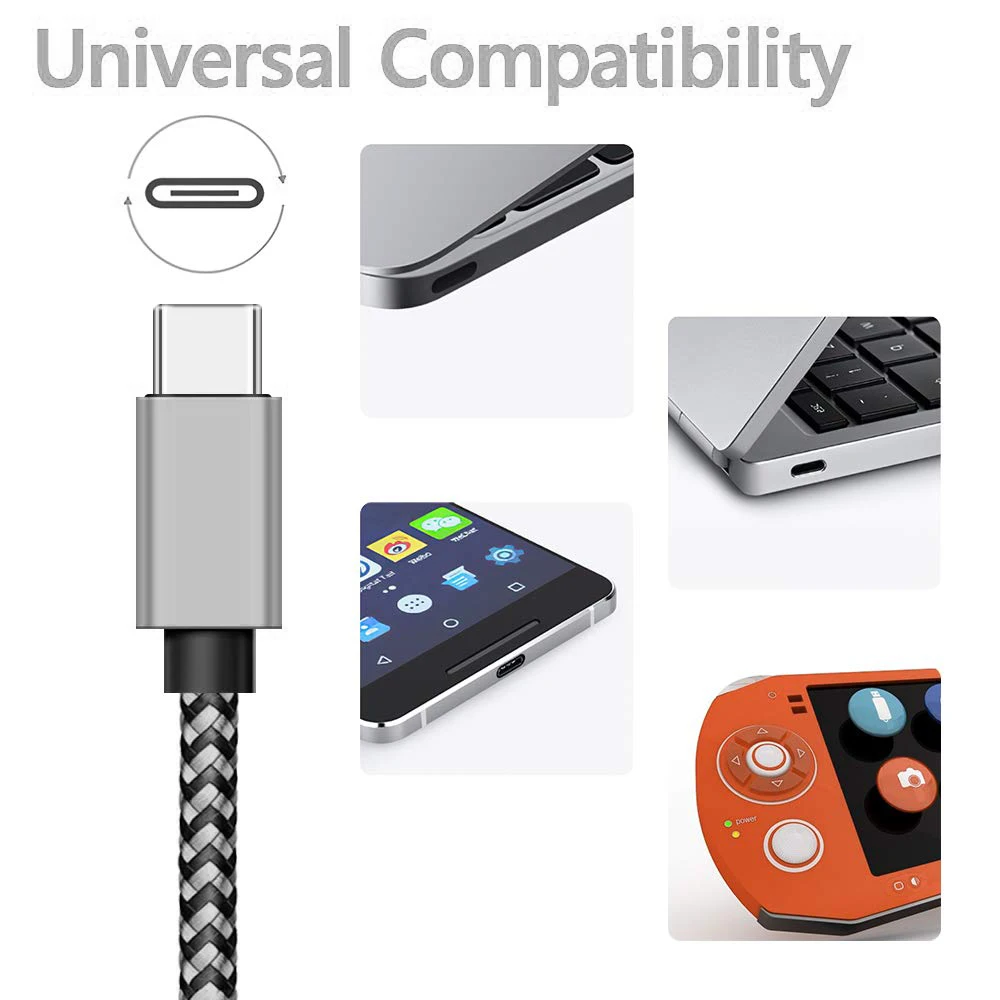 Kabel USB typu C synchronizacja daty 2.4A szybki 1M 2M 3M ładowanie nylonu pleciony przewód do telefonu komórkowego Samsung Huawei Android