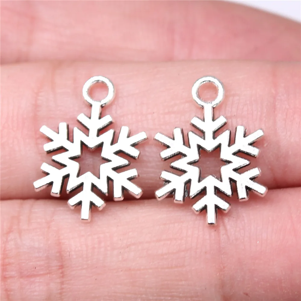 40pcs 19x14mm(0.75x0.55inch) Antique Silver Color Snowflake Charms Vintage DIY Jewelry Findings