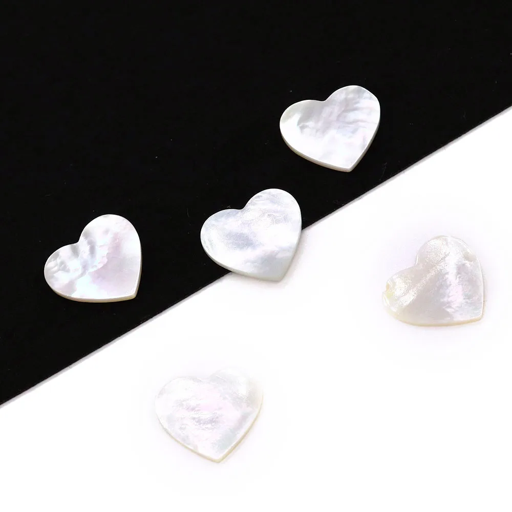 Natural Seawater Shell Love Heart Shape Ring Face Non-porous Necklace Earrings Pendant DIY Ring Charm Elegant Ladies Accessories