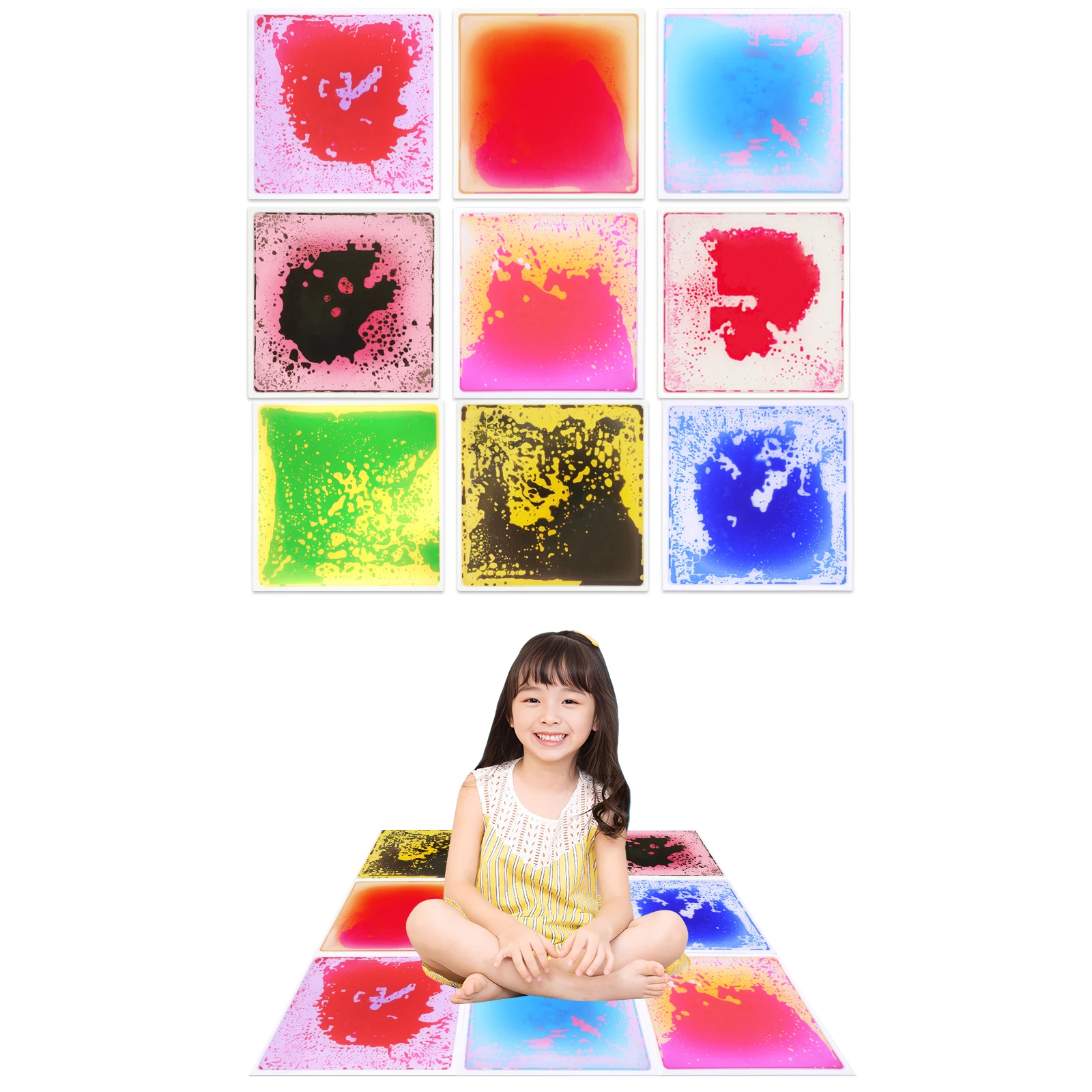 

Захватывающая визуальная жидкая напольная плитка, детские сенсорные коврики для малышей, сенсорная плитка, аутистический детский сенсорный коврик для детей