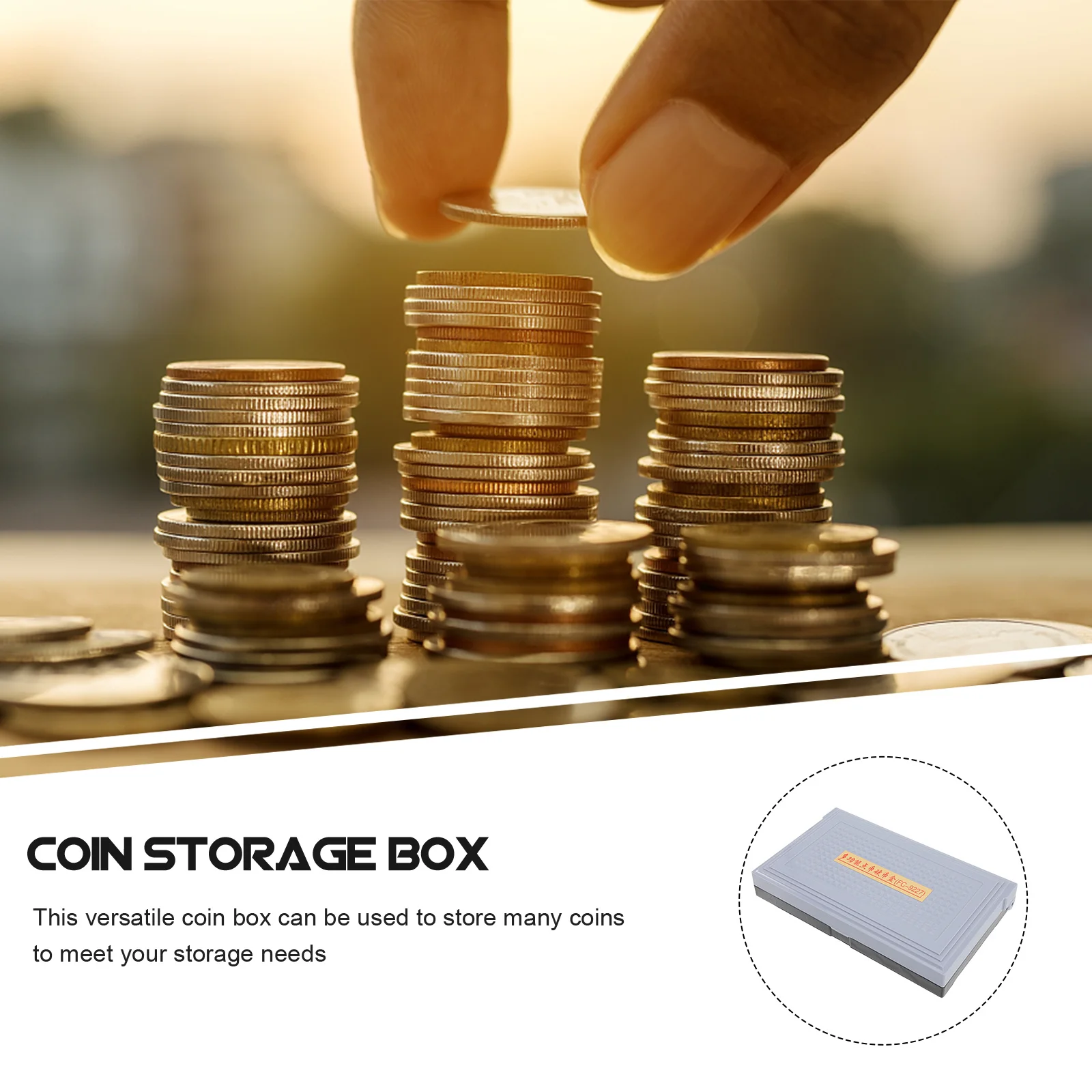 

Compact Coin Box with Grids for Daily Use Sturdy Long-Lasting Plastic Multi-Compartment Container Home Bank Supermarket Storage
