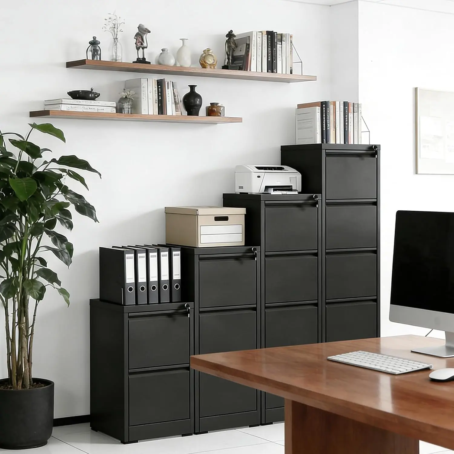 4-Drawer Metal File Cabinet with Lock, Vertical Steel Office Storage for Letter Legal A4 Files, Easy Assembly, Customized
