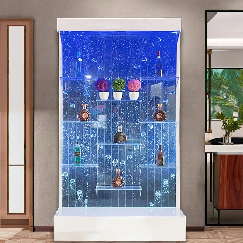 Custom acrylic LED digital blister wall design with display bar shelves