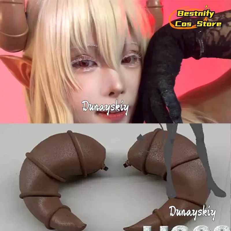 CosplayAnime Mayura 2,5 seducción dimensional Mayuri Hanyu Lustalotte Cosplay 20cm cuernos tocado fotografía de fiesta de Halloween He
